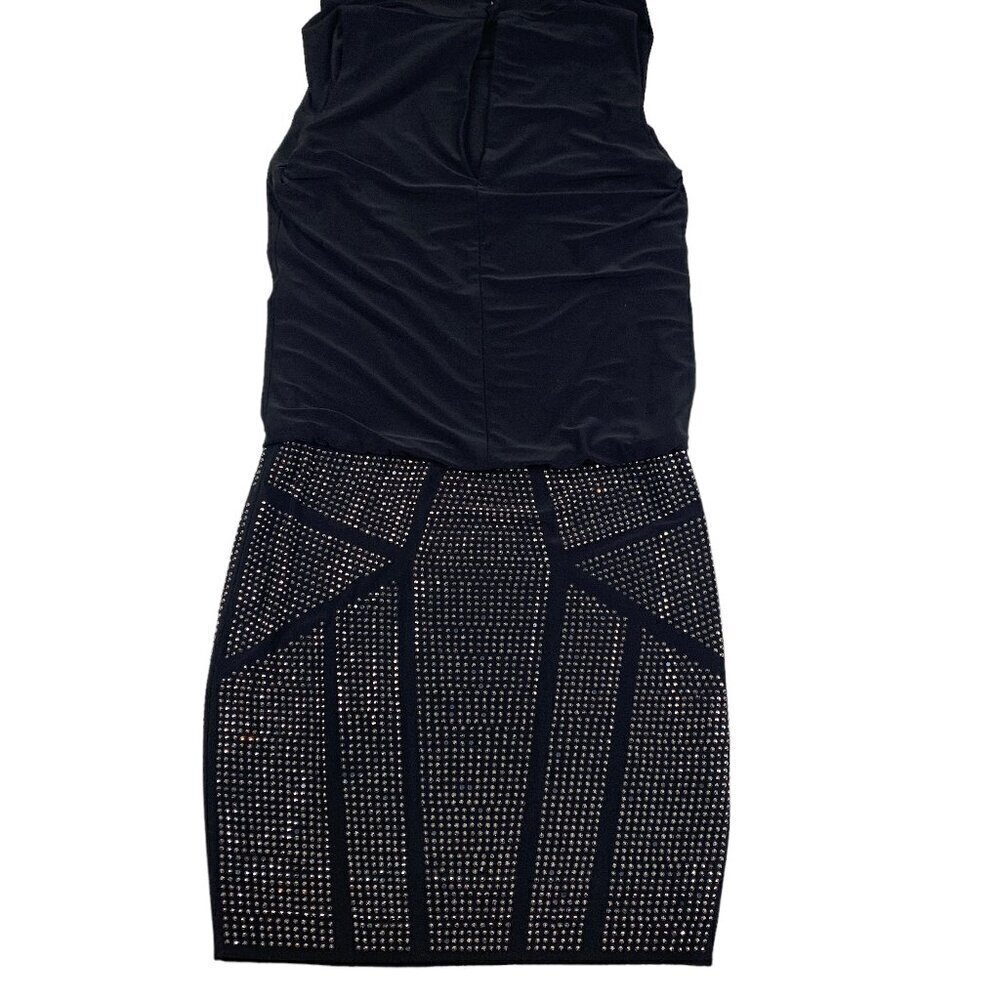 Cache Vintage Bodycon Art Deco Dress with Rhinestone Embellishments Women's SZ 0